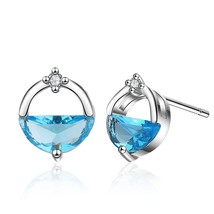 Color elegant round shape blue water spring stud earrings with shiny zircon jewelry for thumb200