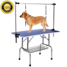 High Quality Folding Pet Grooming Table Stainless Legs &amp; Arms Blue - £98.59 GBP