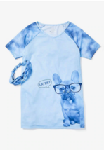 Justice Girls Size 7 Blue Night Gown Shirt Pajamas French Bulldog New &amp; ... - $19.75