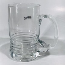 Vintage Tarnow Clear Glass Handblown Mug Poland 6&quot; Tall 3.25&quot; Diameter w/Sticker - £11.00 GBP