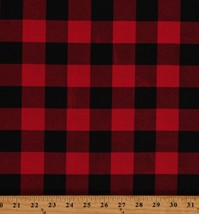108&quot; Wide Cotton Buffalo Check Red Black 1.25&quot; Check Fabric by the Yard D261.01 - £17.54 GBP