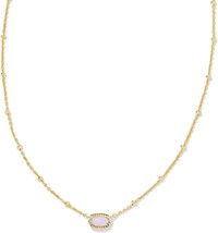 14k Gold Plated Mini Elisa Satellite Short Pendant Necklace in Pink Opalite Crys - £82.82 GBP
