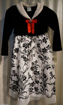 **Laura Ashley 6 Girl&#39;s Dress Black White 1 Piece Pullover Christmas Hol... - $35.00