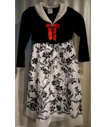 **Laura Ashley 6 Girl&#39;s Dress Black White 1 Piece Pullover Christmas Hol... - £27.89 GBP