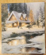 Thomas Kinkade Family at Deer Creek Winter Wall Canvas Art Print Pic 2010 12x14 - £15.56 GBP