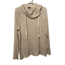 Torrid Womens Pullover Sweater Beige Striped Long Sleeve Cowl Neck Hoode... - £30.81 GBP