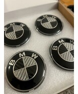 BMW 68mm Floating, Levitating Black/White Real Carbon Fiber Hubcaps, No ... - $1,932.35 MXN