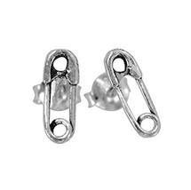 Sterling Silver Safety Pin Stud Post Earring, 10mm - $9.99