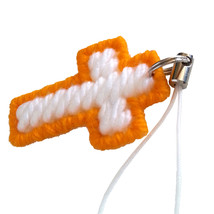 Orange White Christian Cross Charm Set of 2 - £9.88 GBP