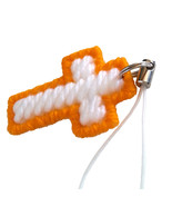 Orange White Christian Cross Charm Set of 2 - $12.50