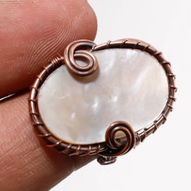 Mother Of Pearl Gemstone Handmade Copper Wire Wrap Ring Jewelry 7.50&quot; SA 218 - £3.84 GBP