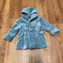 Juicy Couture Baby Girls Blue Silver Velour Robe Size 0-9M Hood Tie Jacket - £18.92 GBP