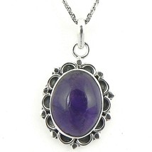 Sterling Silver Amethyst Stone Wonderful Pendant Beautiful Daily Wear Necklace - £27.71 GBP+