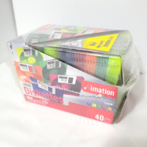 Imation Neon Diskettes 40 Pack IBM 2HD 3.5&quot; Floppy Disks in Case NEW SEALED - £30.39 GBP