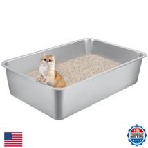 Extra Large Stainless Steel Cat Litter Box for Large Cats - 23.6"x15.6"x... - $58.03