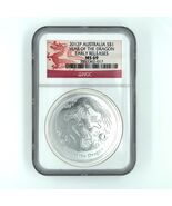 2012 Australia Silver Dollar Year of the Dragon Proof Grade by NGC as MS 69 - $1,588.04 MXN