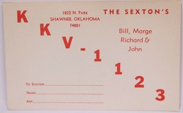 Vintage CB Ham radio Amateur Card KKV 1123 Shawnee Oklahoma - £3.87 GBP
