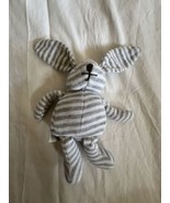 ElegantBaby Gray White Striped Rabbit Stuffed Animal Toy Rattle 8” Lovey - £14.42 GBP