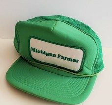MICHIGAN FARMER Green Mesh Foam Hat Cap Snapback Trucker Style Patch New... - $8.90