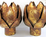 Pair of Mid-Century Modern Brass and Distressed Copper Artichoke Candle ... - £194.95 GBP