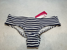 Juniors&#39; Ribbed Cheeky Hipster Bikini Bottom - Xhilaration™ Navy Stripe Size S - £2.61 GBP