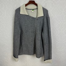 Anthropologie Women&#39;s Sweater Jacket XL Gray White Asymmetric Long Sleev... - £19.98 GBP