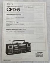 Original Sony CFD-5 Owners Manual CD FM/AM Stereo Cassette Corder Instru... - £11.21 GBP