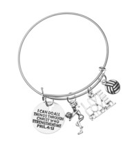 Volleyball Charm Bangle Bracelet - Christian Faith Charm I - £43.21 GBP