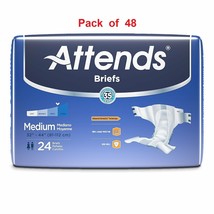 48 Ct Attends Adult Incontinence Brief Medium 32&quot; to 44&quot; Heavy Absorbenc... - £31.13 GBP