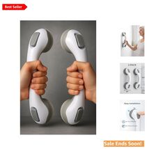 2-Pack Suction Cup Bathroom Grab Bars for Safe Elderly Shower Safety Gray - $47.47