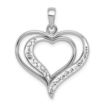 Sterling Silver Rhodium Plated Stellux Crystal Heart Pendant Charm 25mm x 25mm - £30.36 GBP