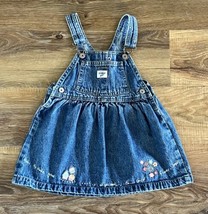 Osh Kosh B&#39;Gosh Blue Denim Bib Overall Dress Cupcakes Toddler Girls Sz 18M EUC - £14.09 GBP