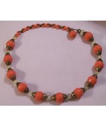 Vintage Plastic Celluloid Costume Jewelry Beaded Necklace Salmon Pink &amp; ... - £27.36 GBP