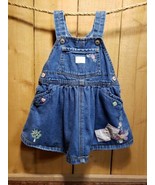 OshKosh B&#39;Gosh Baby Girl 12M Jeans Denim Bib Overall Dress Flowers Heart... - €18,29 EUR