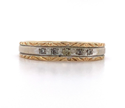 10k Hand Carved Genuine Natural Diamond Wedding Band Ring Size 6.75 (#J5898) - £159.64 GBP