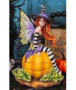 Amy Brown Halloween Bewitched Fairy With Black Cat On Giant Pumpkin Figu... - €55,80 EUR