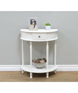 White Console End Table Night Stand Wooden D Half Circle Hallway Accent ... - £196.95 GBP