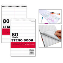 2 Bazic Steno Notebook 6&quot; X 9&quot; White Sheet Gregg Ruled Office Notepad Pe... - $23.99