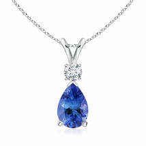 ANGARA Tanzanite Teardrop Pendant with Diamond in 14K Gold(Grade-AA, Size-10x7) - £1,089.74 GBP