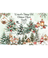 Watercolor Vintage Old Christmas Clipart - €3,43 EUR
