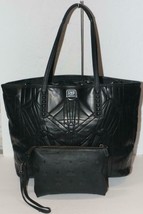Vintage MCM Black Leather / Nylon Art Deco Shopper Tote Shoulder Bag - $369.33