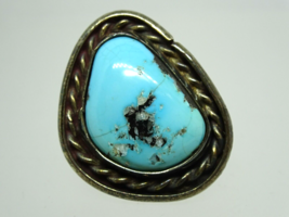 Old Pawn Navajo Native American Sterling Turquoise Ring, Size 6 - £59.29 GBP