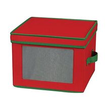 Household Essentials Dinner Plate Holiday Storage Chest,Red Canvas with ... - $50.00