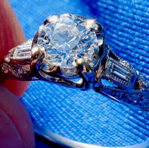 Earth mined Diamond Deco Engagement Ring 0.77 carat Antique Platinum Solitaire - $10,300.33 CAD