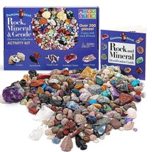 Rock &amp; Mineral Collection Activity Kit (200+Pcs) With Geodes, Shark Teeth Fossil - £36.08 GBP