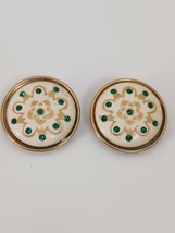 Vintage Button Beige Clip-On Earrings 1.5&quot; - $168.38 MXN