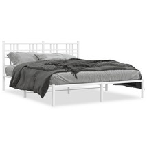 Bed Frame White Powder-Coated Steel 59 x 79 in King Size - $294.11 CAD