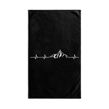 Personalized Hand Towel with Heartbeat Mountain Motif, Custom Printed, S... - $18.54