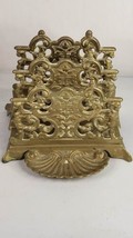 Antique Baroque Brass Ornate Letter Paper Pen Holder Desk Organizer Shel... - £37.88 GBP