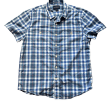 Lucky Brand Mens Medium Blue Plaid Short Sleeve Casual Button Down Shirt - £10.99 GBP